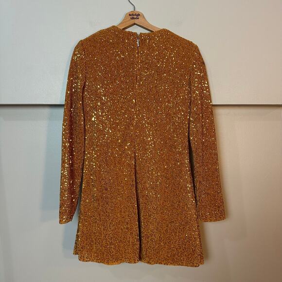 NWOT STINE GOYA Odis Gold Sequined Designer Plissé-Knitted Mini Dress SZ XS & S - Picture 14 of 16